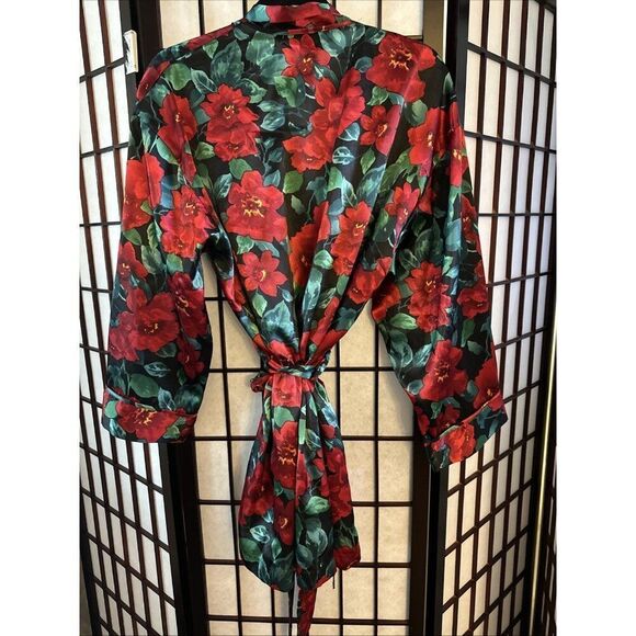 Vintage Victoria's Secret Gold Label Mini Length Floral Rose Print Robe O/S - Picture 5 of 6